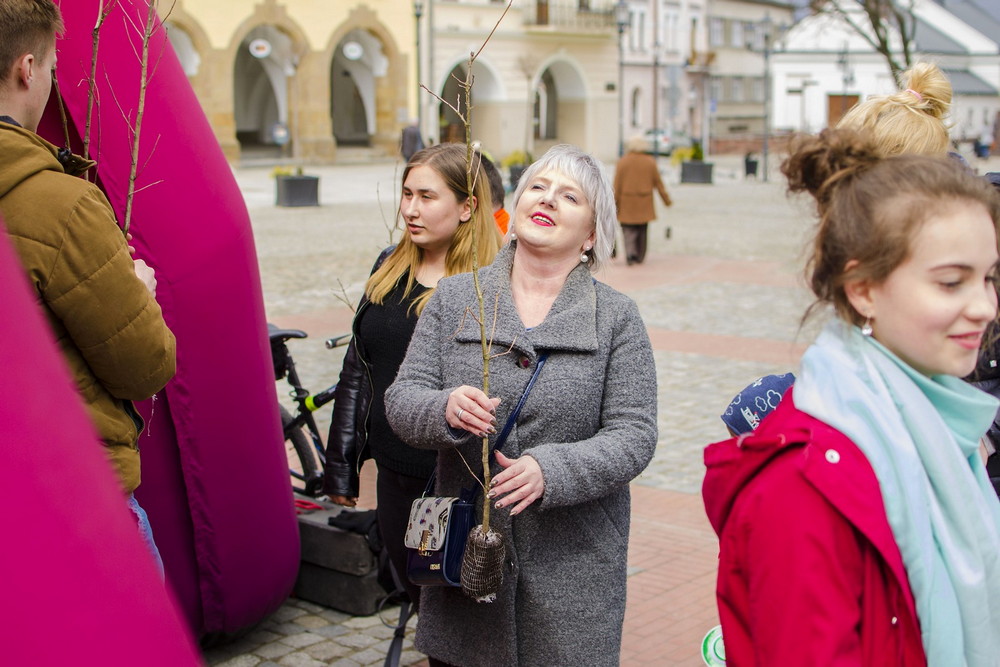 Radio ZET rozdawało w Krośnie sadzonki polskich dębów. Fot. Karol Słomka